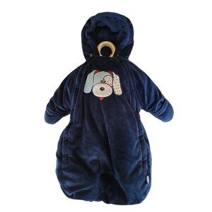 0-9 MONTHS BABY BOY Bon Bebe Bunting Snowsuit ROMPER INFANT PLUSH WINTER SNOW